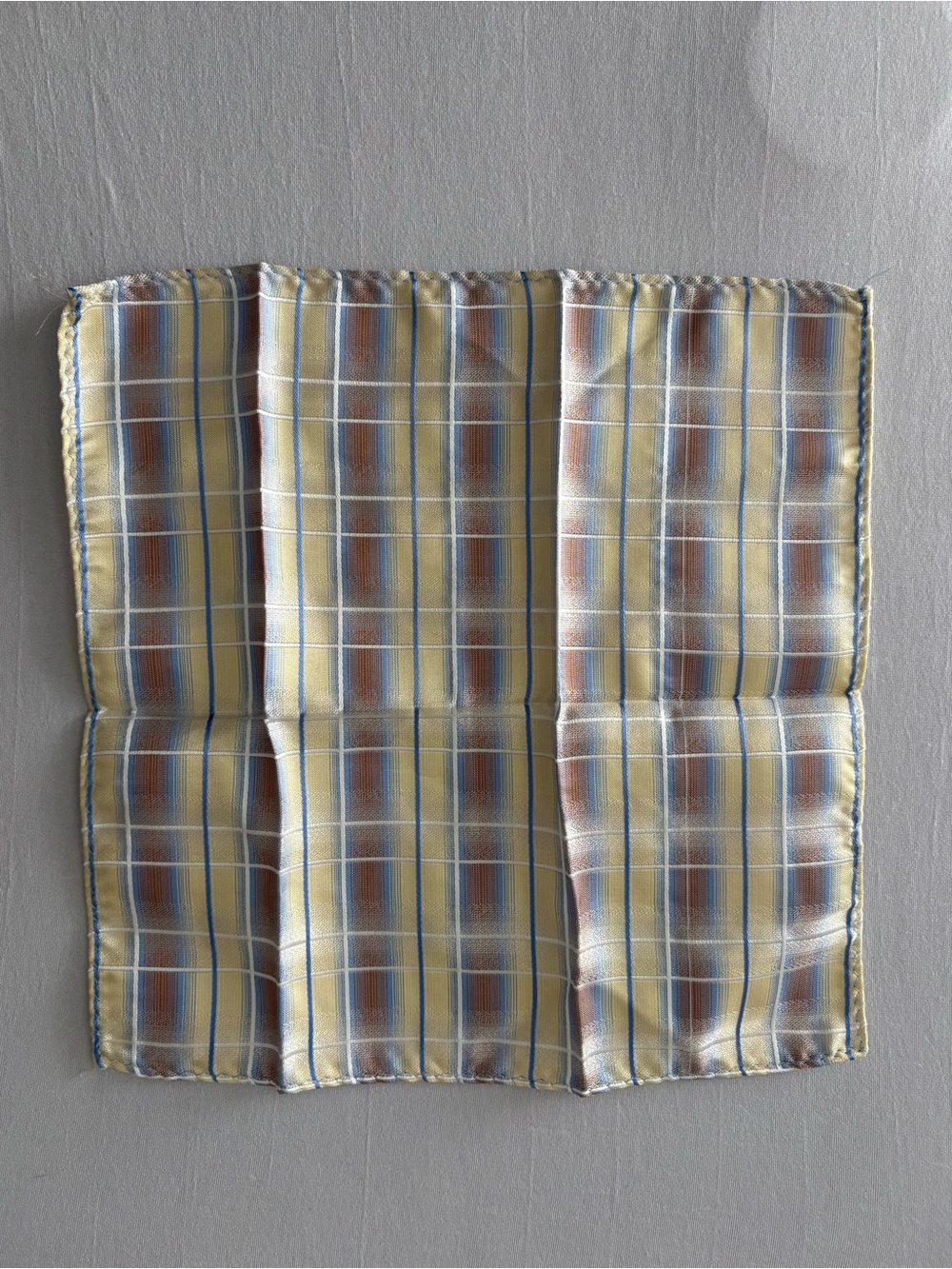 Yellow and Blue plaid pocket square